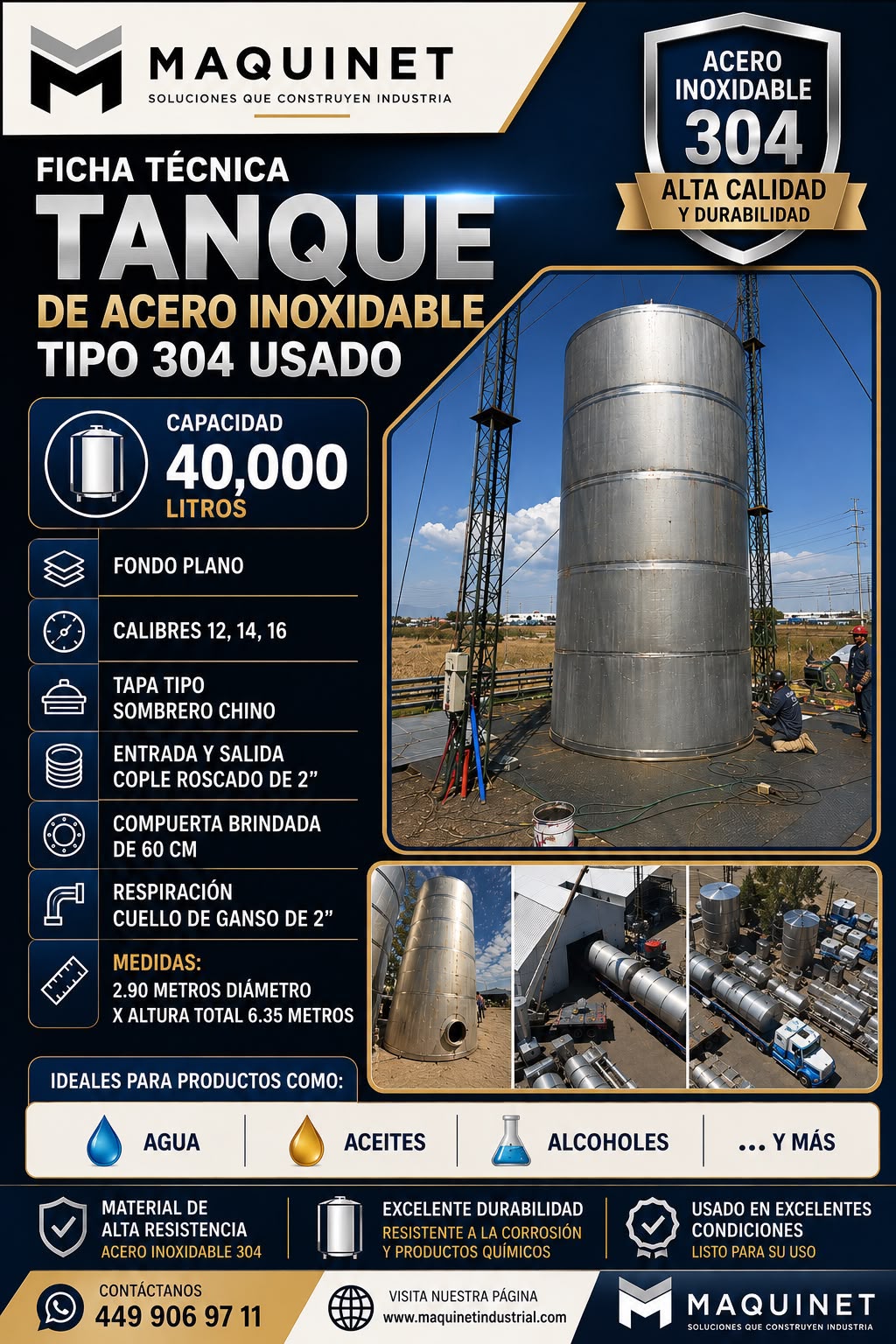 TANQUE EN ACERO INOXIDABLE DE SEGUNDA MANO CAPACIDAD DE 40,000 LITROS - Imagen 5